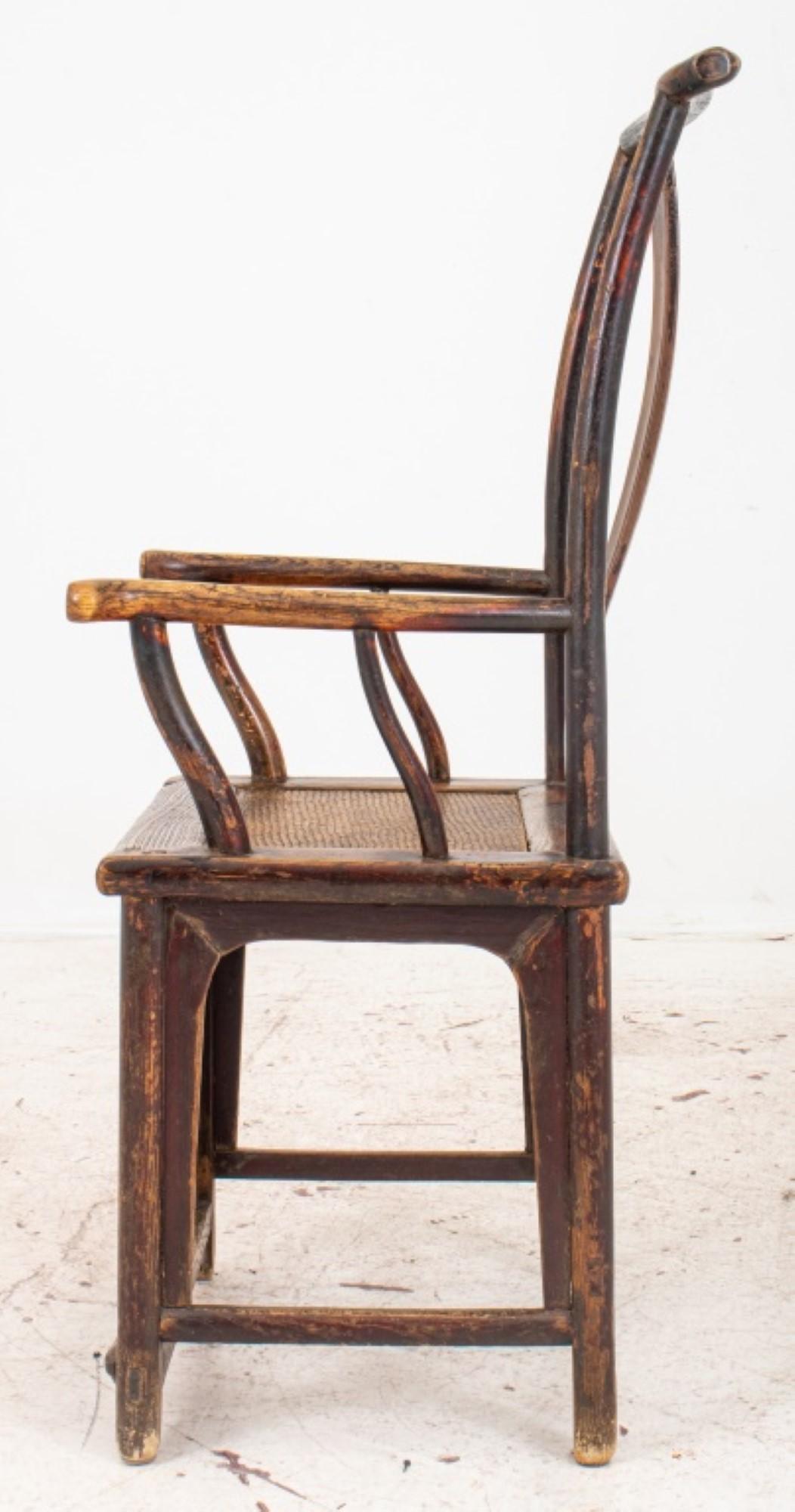 Antique Chinese High Yoke Back Wood Armchair In Good Condition For Sale In New York, NY