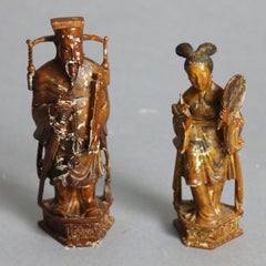 Antique Chinese Highly Detailed Figural Hand Carved Bone Chess Set & Case