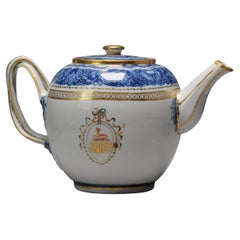 Antique Chinese Hollingworth Armorial Teapot Porcelain Qianlong, 18th C, China