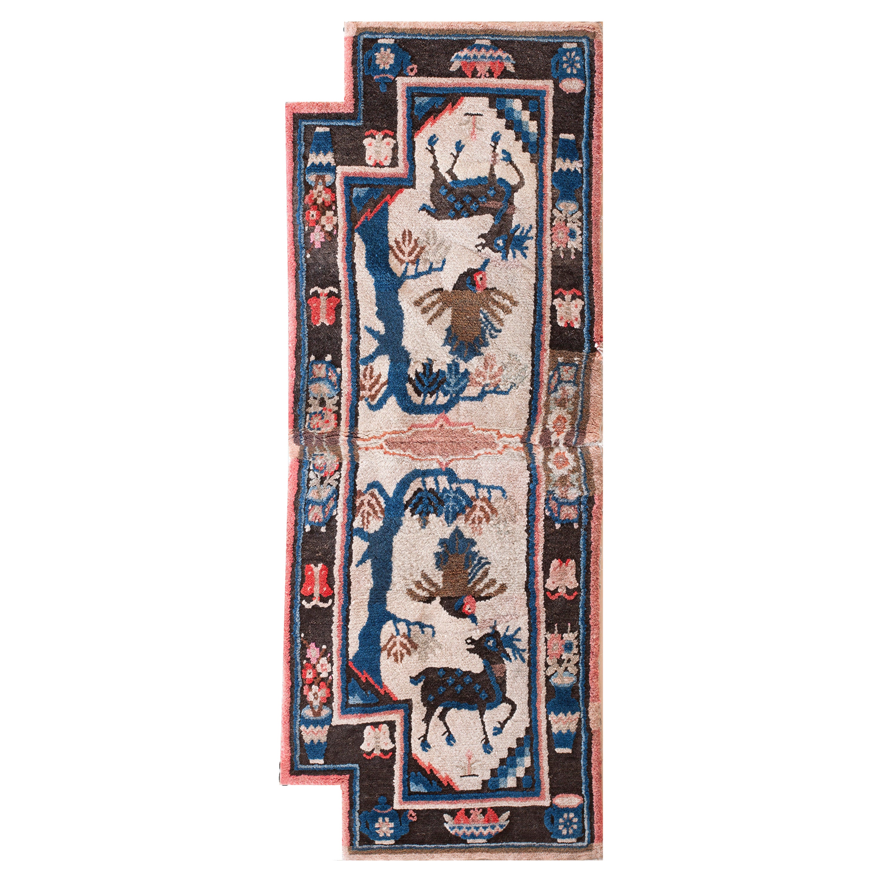 Couverture ancienne pour cheval chinois 2' 0"" x 4' 4""