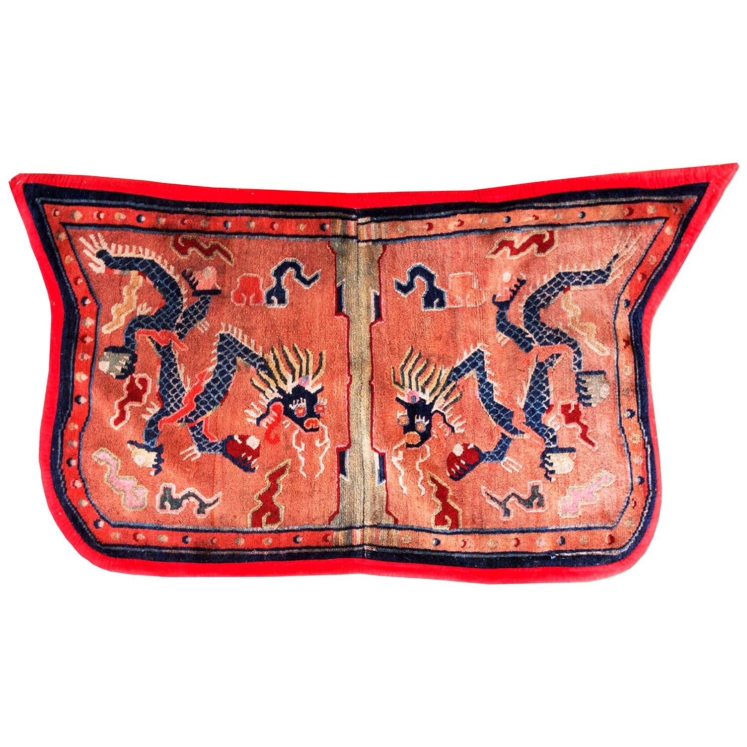 Early 20th Century Chinese Tibetan Saddle Cover ( 2'6" x 4'2" - 76 x 127 ) For Sale