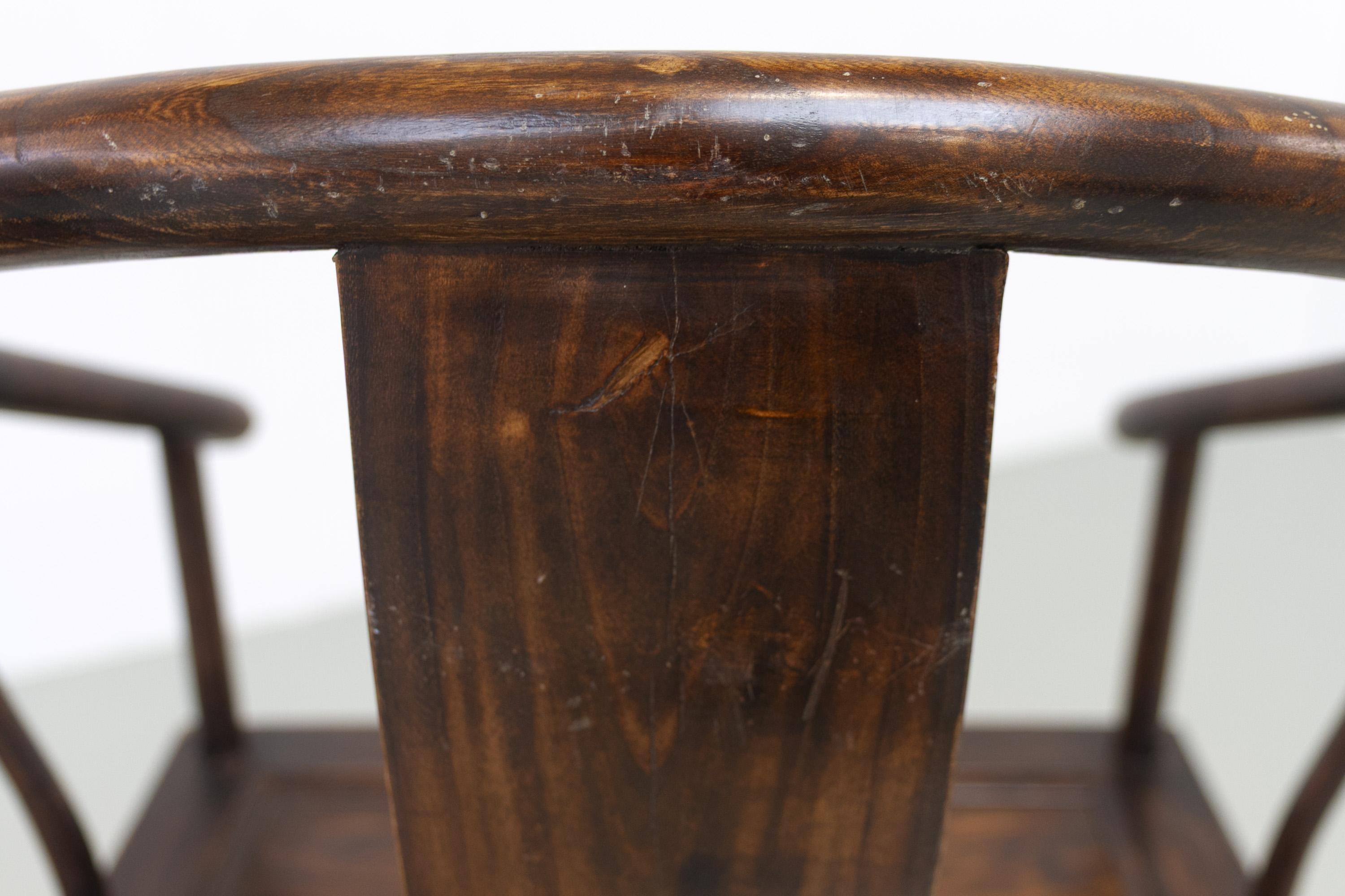 Antique Chinese Horseshoe Armchairs, 1890s. Set of 2. For Sale 4