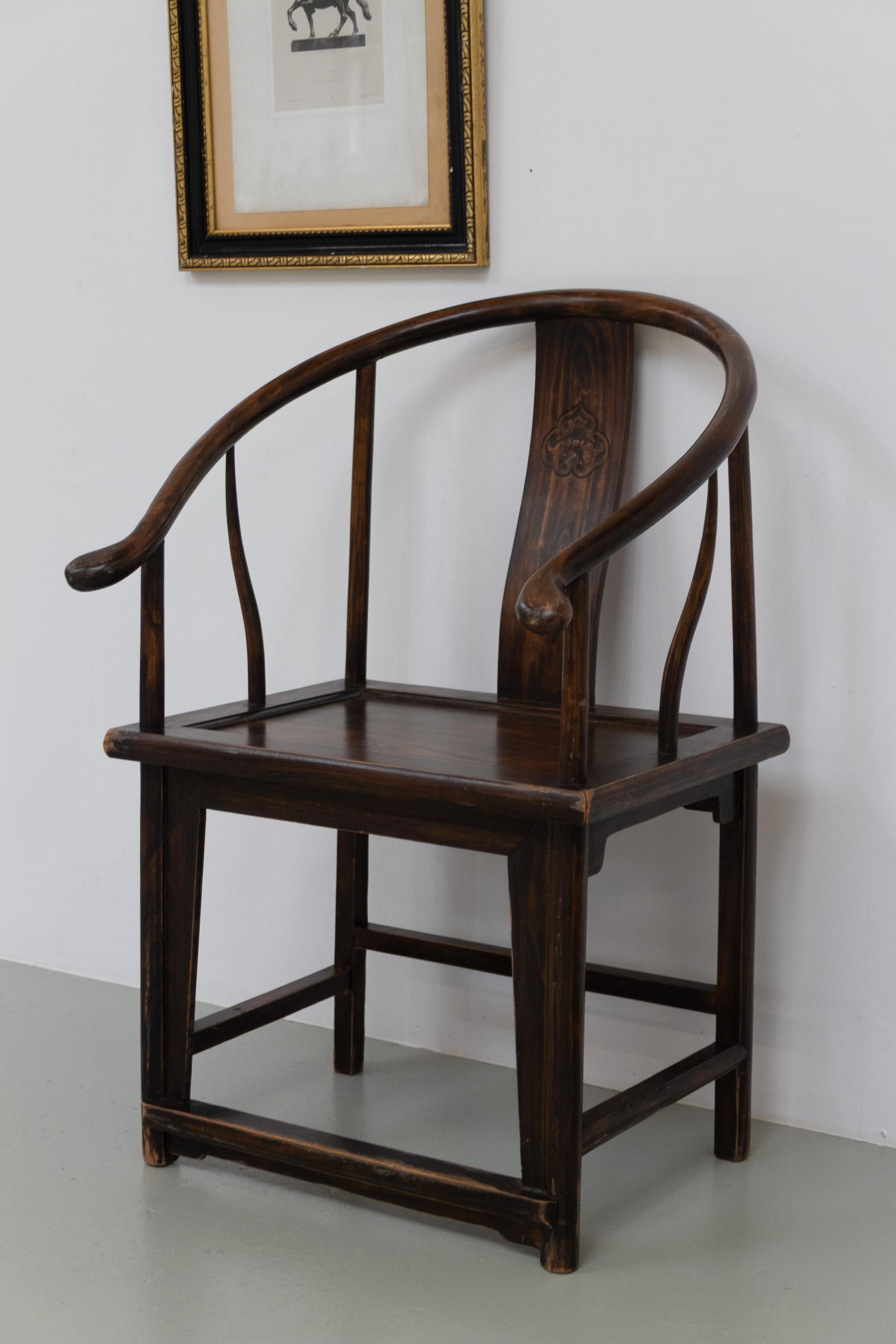 Antique Chinese Horseshoe Armchairs, 1890s. Set of 2. For Sale 6