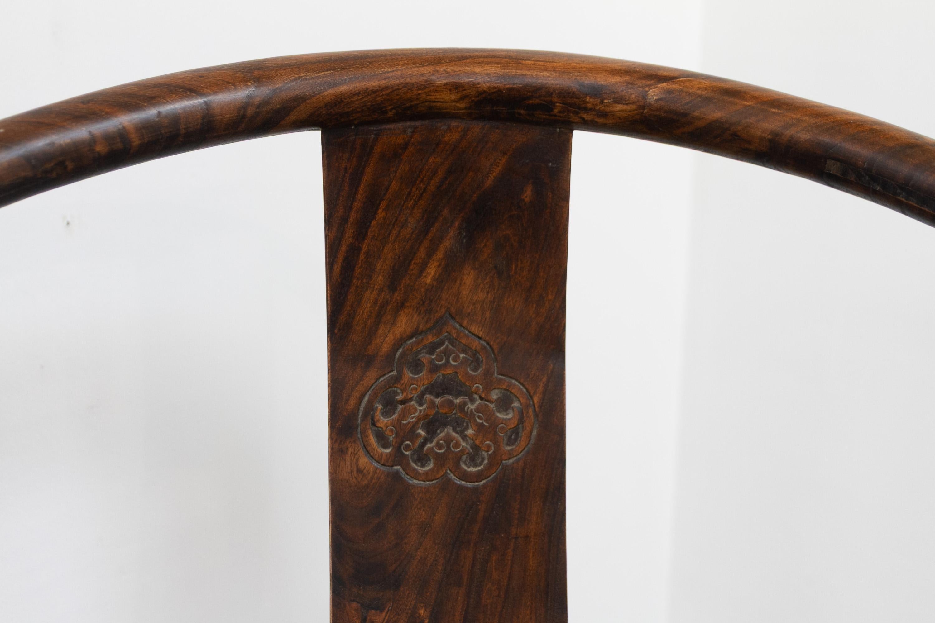 Antique Chinese Horseshoe Armchairs, 1890s. Set of 2. For Sale 9