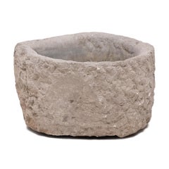 Antique Chinese Horseshoe Stone Basin, 19th Century