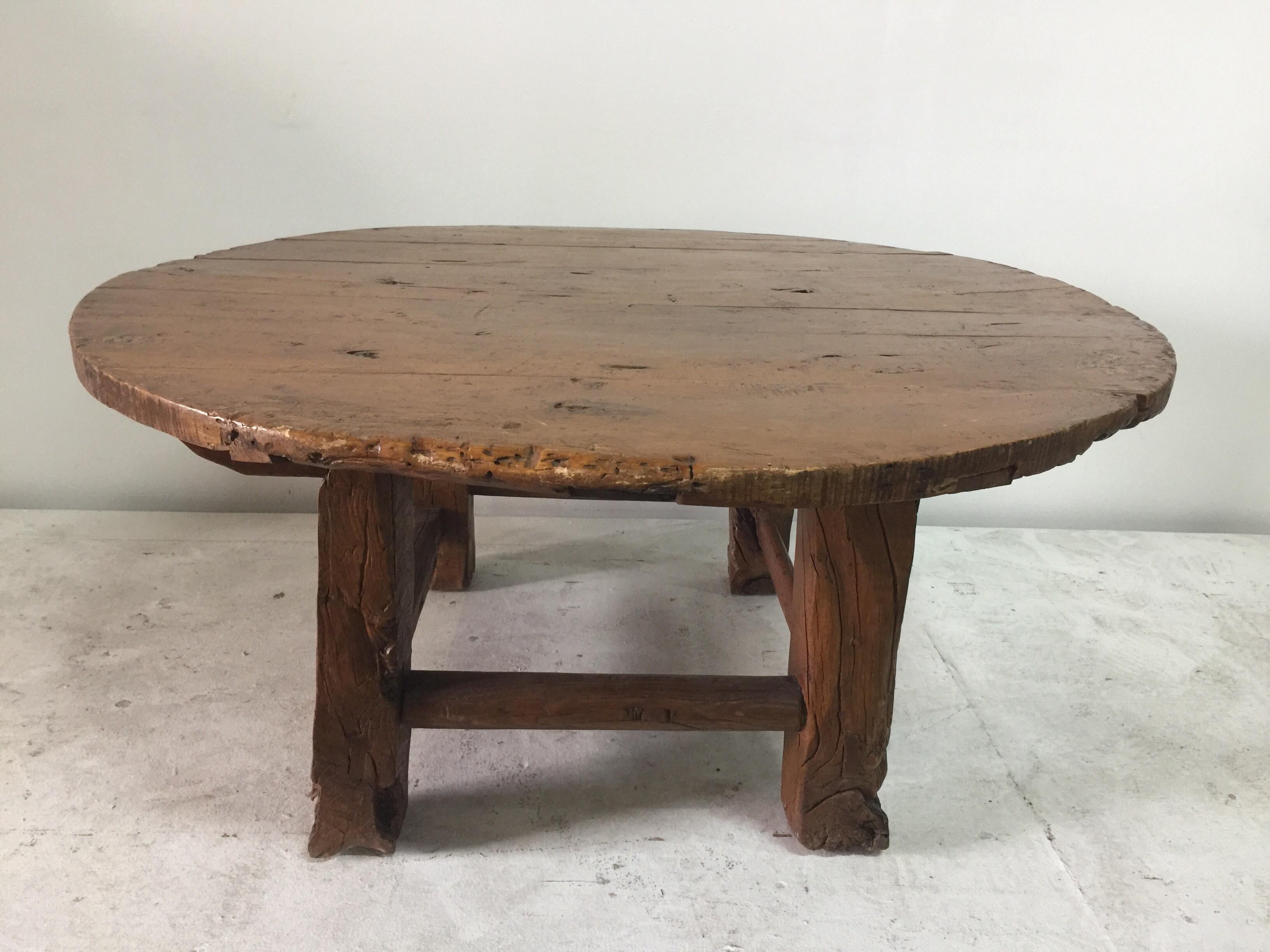 Wood Antique Chinese Huanghuali Hardwood Round Table  For Sale