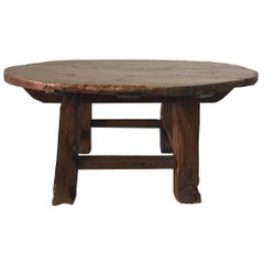 Ancienne table ronde chinoise Huanghuali en bois de feuillus 