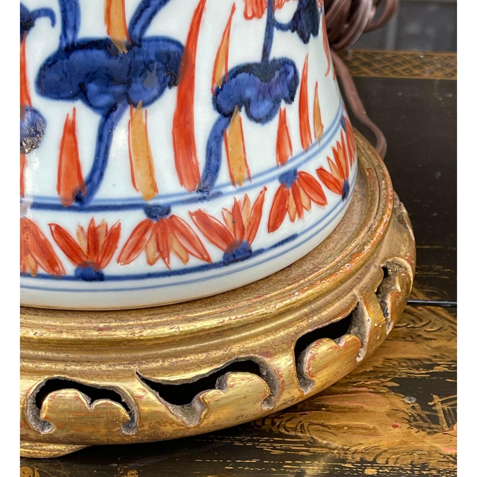 Chinese Export Antique Chinese Imari Pottery Kangxi Jar Designer Lamps, a Pair