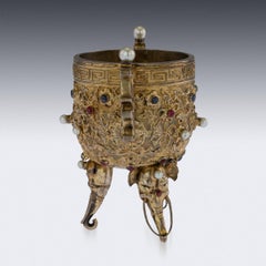 Antique Chinese Impressive Gem Set and Silver Gilt Emperors Cup, circa 1880