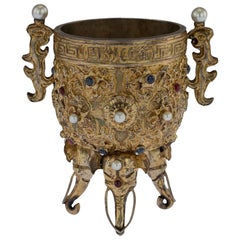 Antique Chinese Impressive Gem Set and Silver Gilt Emperors Cup, circa 1880