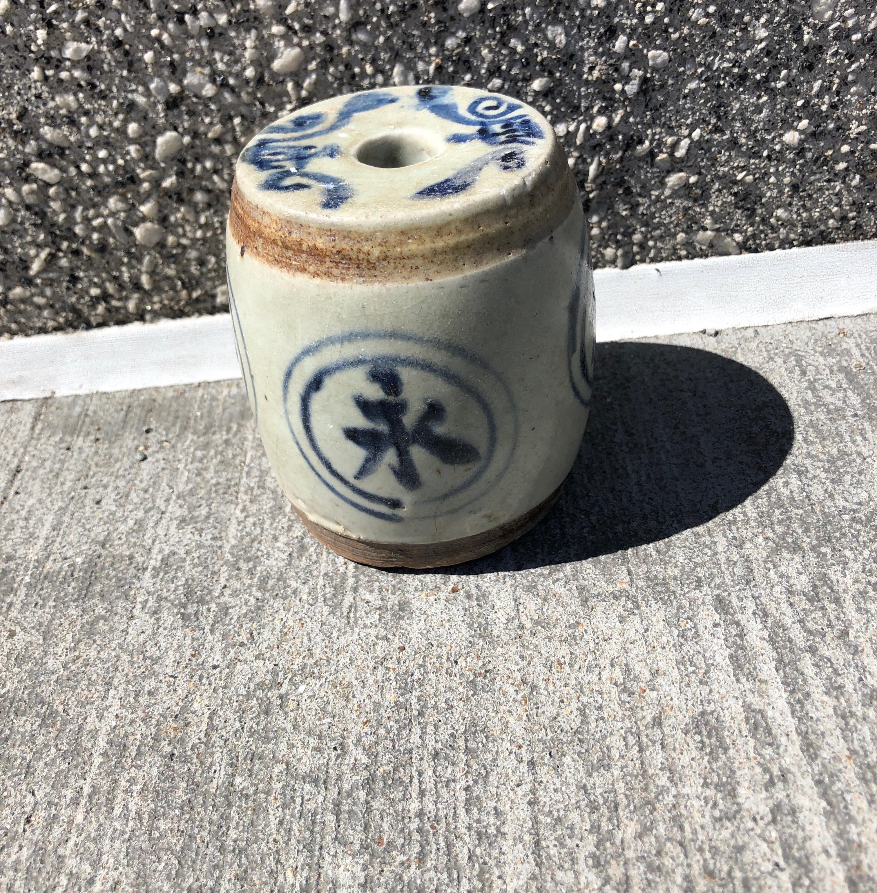 19th Century Antique Chinese Incense Holder, Solid Porcelain