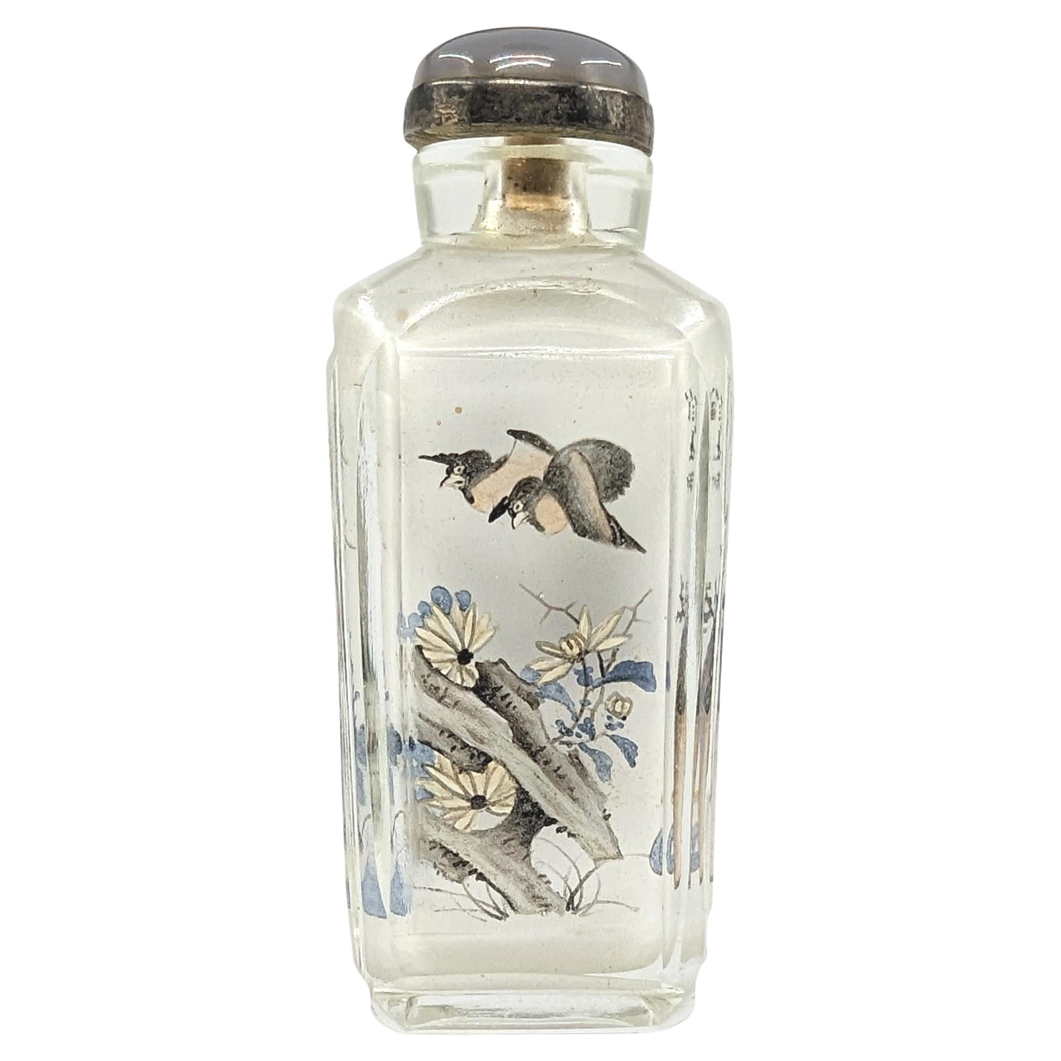 Antike chinesische Schnupftabakflasche aus bemaltem Glas, „ Yan Yutian“, Republik 20c IPSB