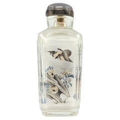 Antike chinesische Schnupftabakflasche aus bemaltem Glas, „ Yan Yutian“, Republik 20c IPSB