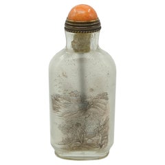 Antique Chinese Inside Painted Mini Snuff Bottle Shanshui Late 19-20c