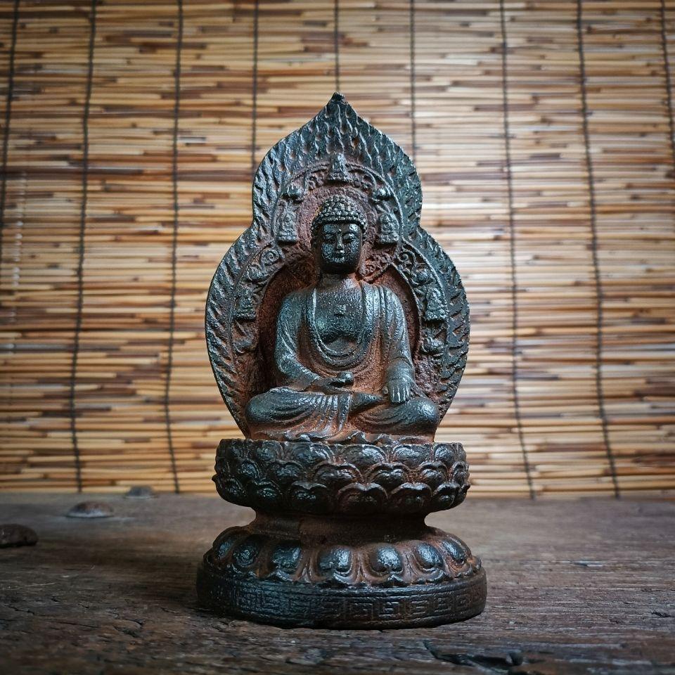 This antique Chinese iron Buddha statue is a truly unique and special collectible piece. 

Statue Details:
Material: iron
17.5 cm high
Bottom diameter 7.5 cm
Back width 9.5 cm
Weight: 19 kg
Originating from China
19th century.