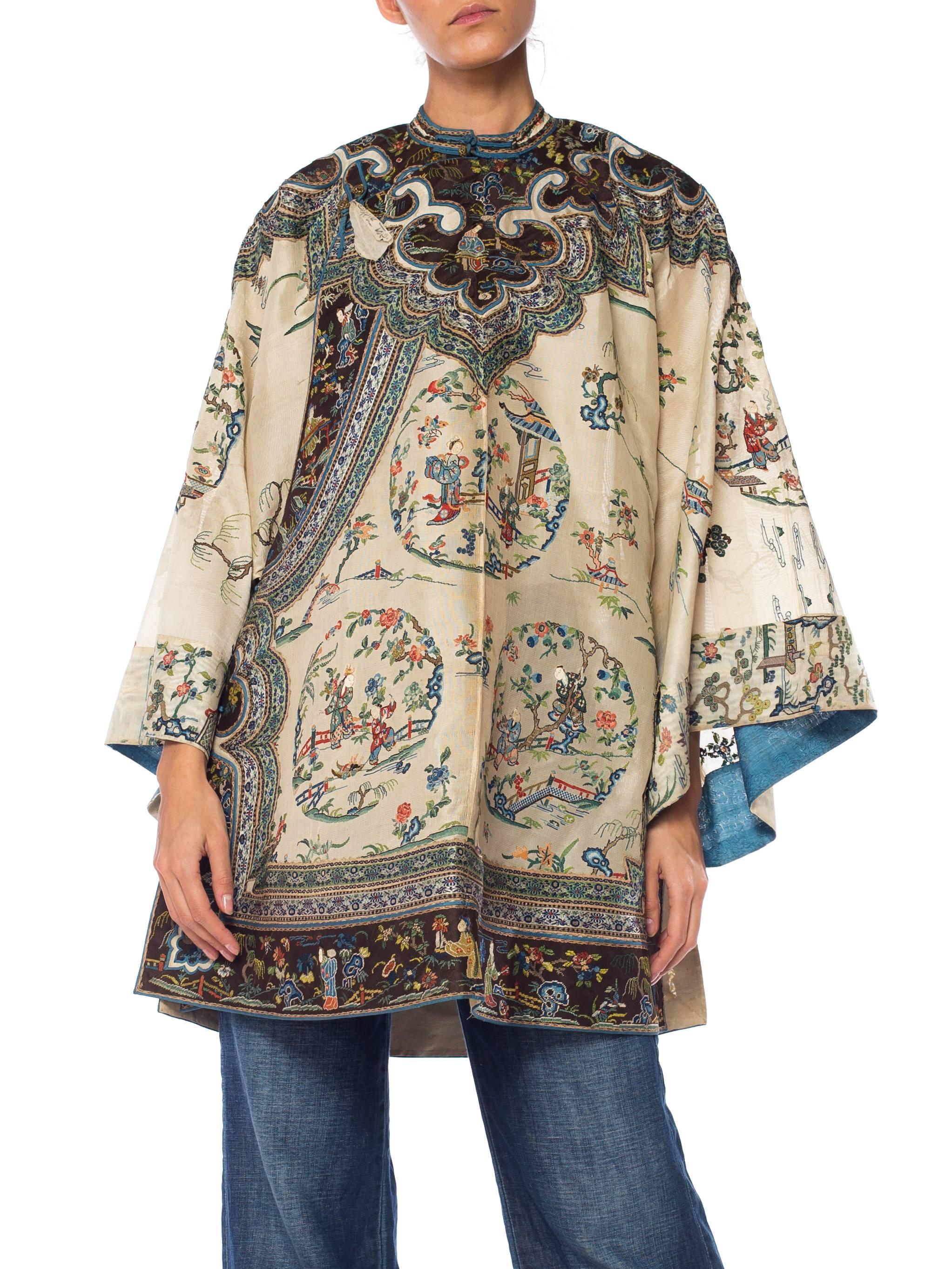 This is a truly phenomenal example of late Qing Dynasty embroidery work. This piece is over 120 years old and is in wearable condition with care and will fit a large size. There is no visible damage nor dry rot however there are a few small areas of