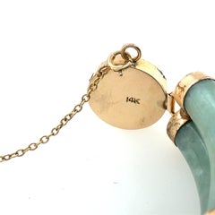 Antique Chinese Jade & 14K Gold Bracelet With Safety Chain 7.25 Inch