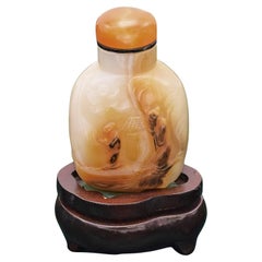 Antique Chinese Jade People & Landscape Carved Snuff Bottle 130 Grams