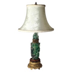 Antique Chinese "Jadeite" Quartz Vessel Lamp