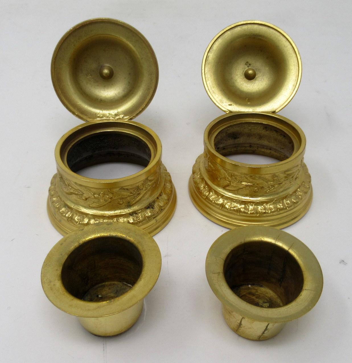 19th Century Antique Chinese Japanese Bronze Inkwell Male Bust Pair French Ormolu Desk Set For Sale