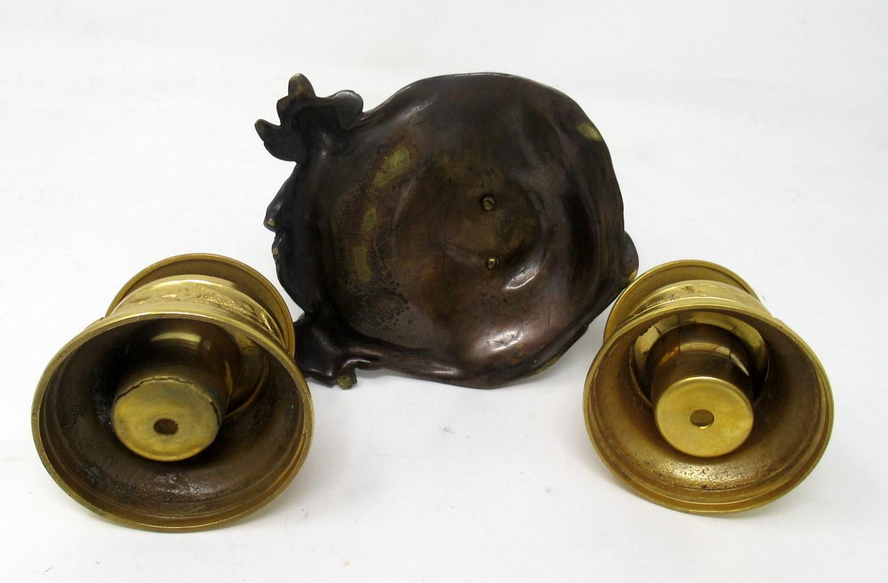Antique Chinese Japanese Bronze Inkwell Male Bust Pair French Ormolu Desk Set For Sale 3