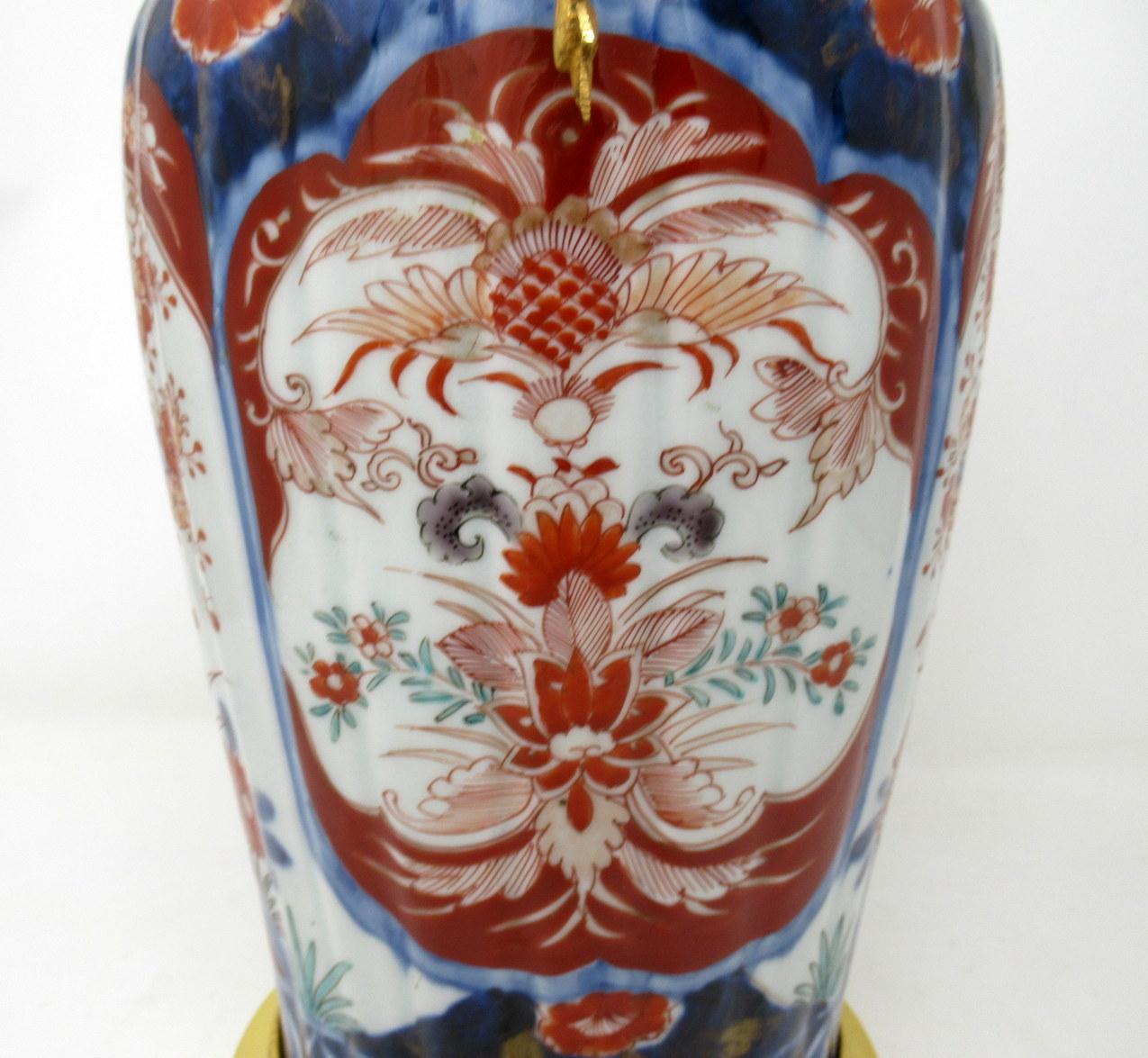 Ceramic Antique Chinese Japanese Hand Painted Imari Gilt Bronze Table Lamp Gold Blue Red