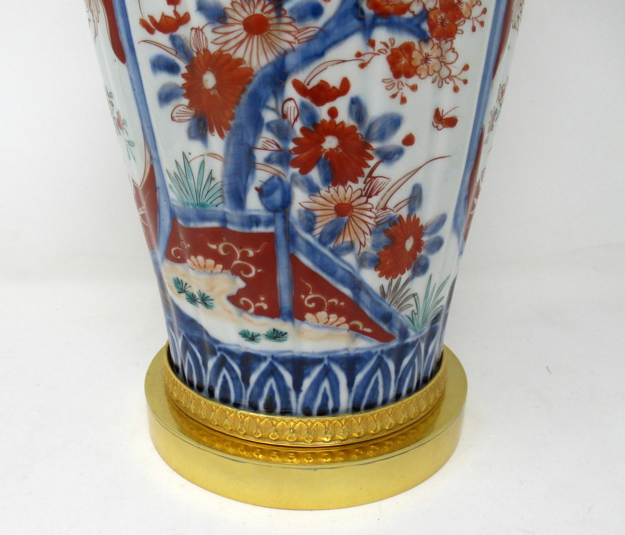 Antique Chinese Japanese Hand Painted Imari Gilt Bronze Table Lamp Gold Blue Red 1