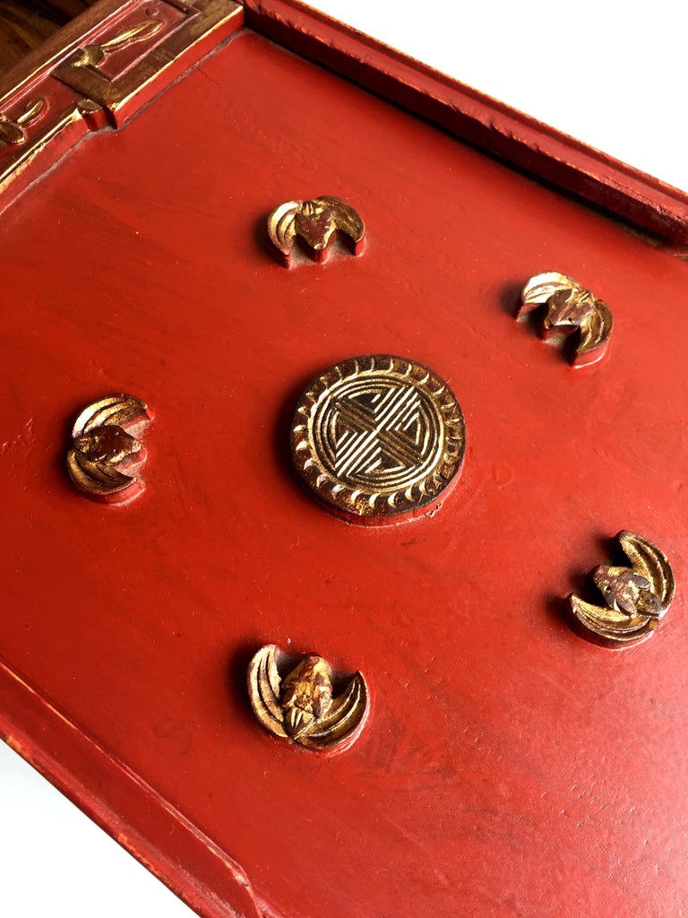 Antique Chinese Jewelry Box, Red Lacquered at 1stDibs