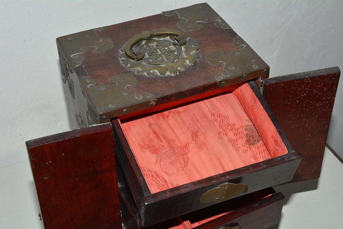 Antique Chinese Jewelry Box with Jade Inset 2