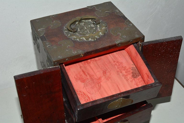 Antique Chinese Jewelry Box with Jade Inset at 1stDibs