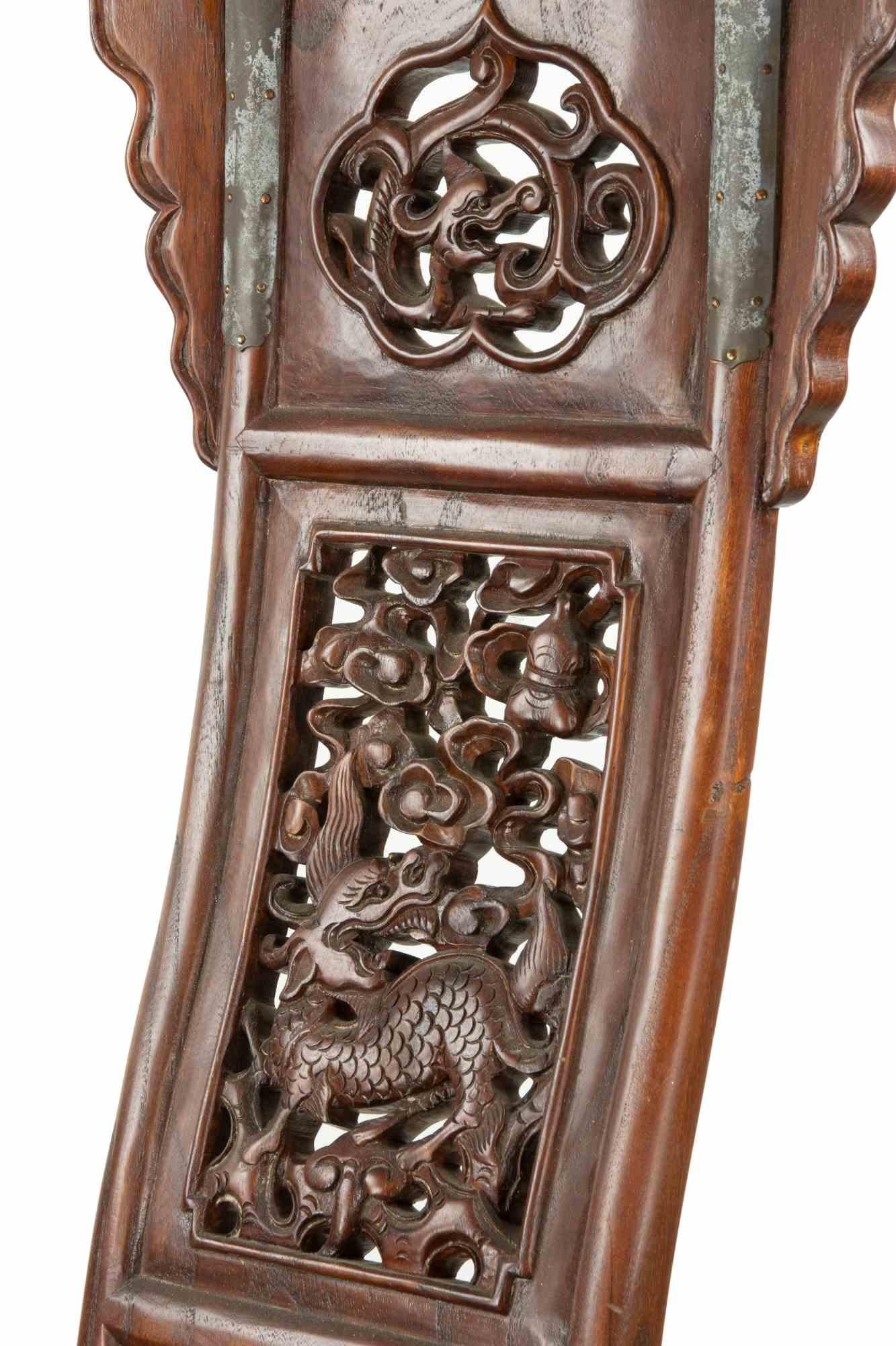 Metal Antique Chinese Jiaoy Chair Qing Dynasty, 19th Century For Sale