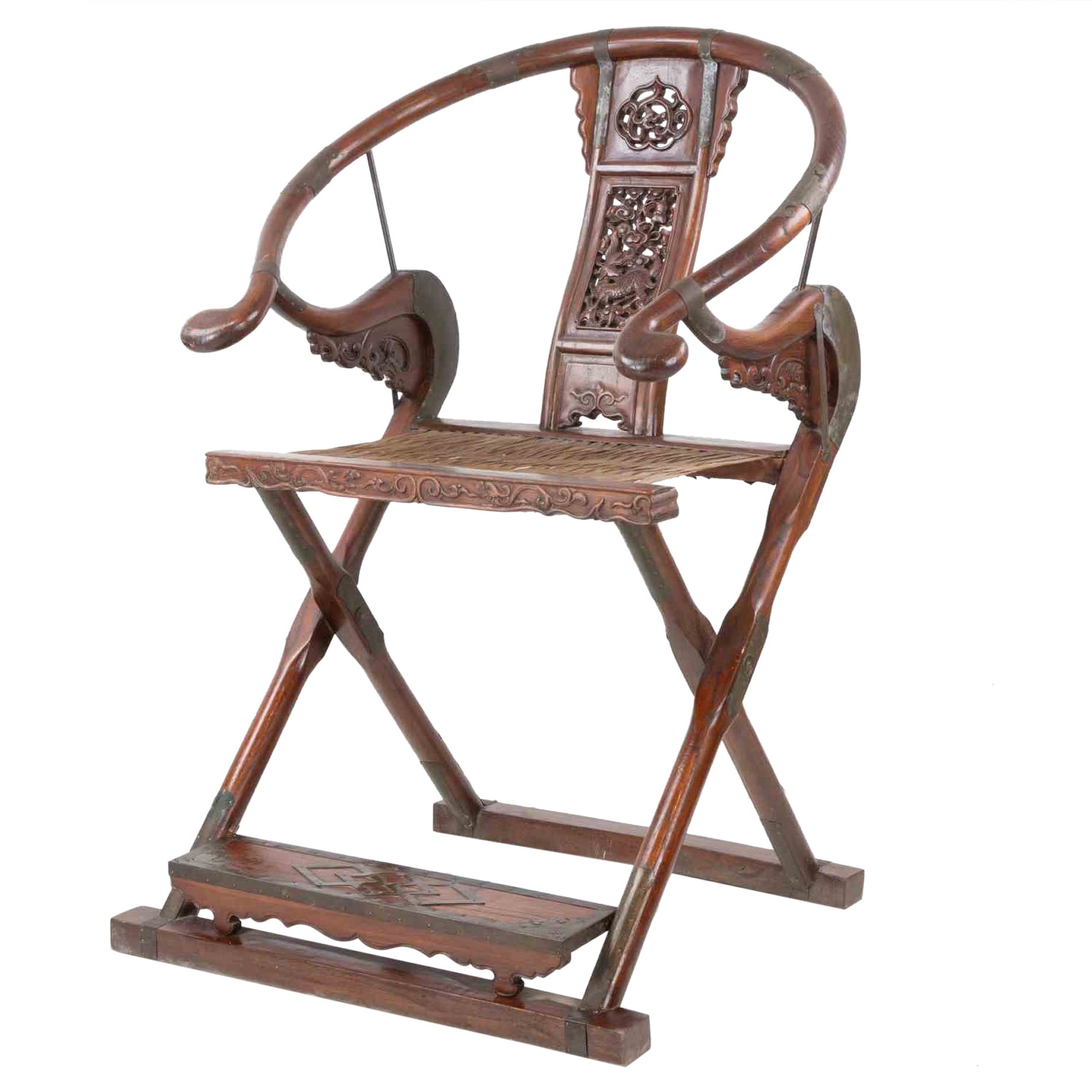 Ancienne chaise chinoise Jiaoy Dynastie Qing, 19ème siècle