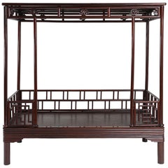 Antikes chinesisches Ju Mu Sechspfosten-Himmelbett:: Chinoserie:: Suzhou