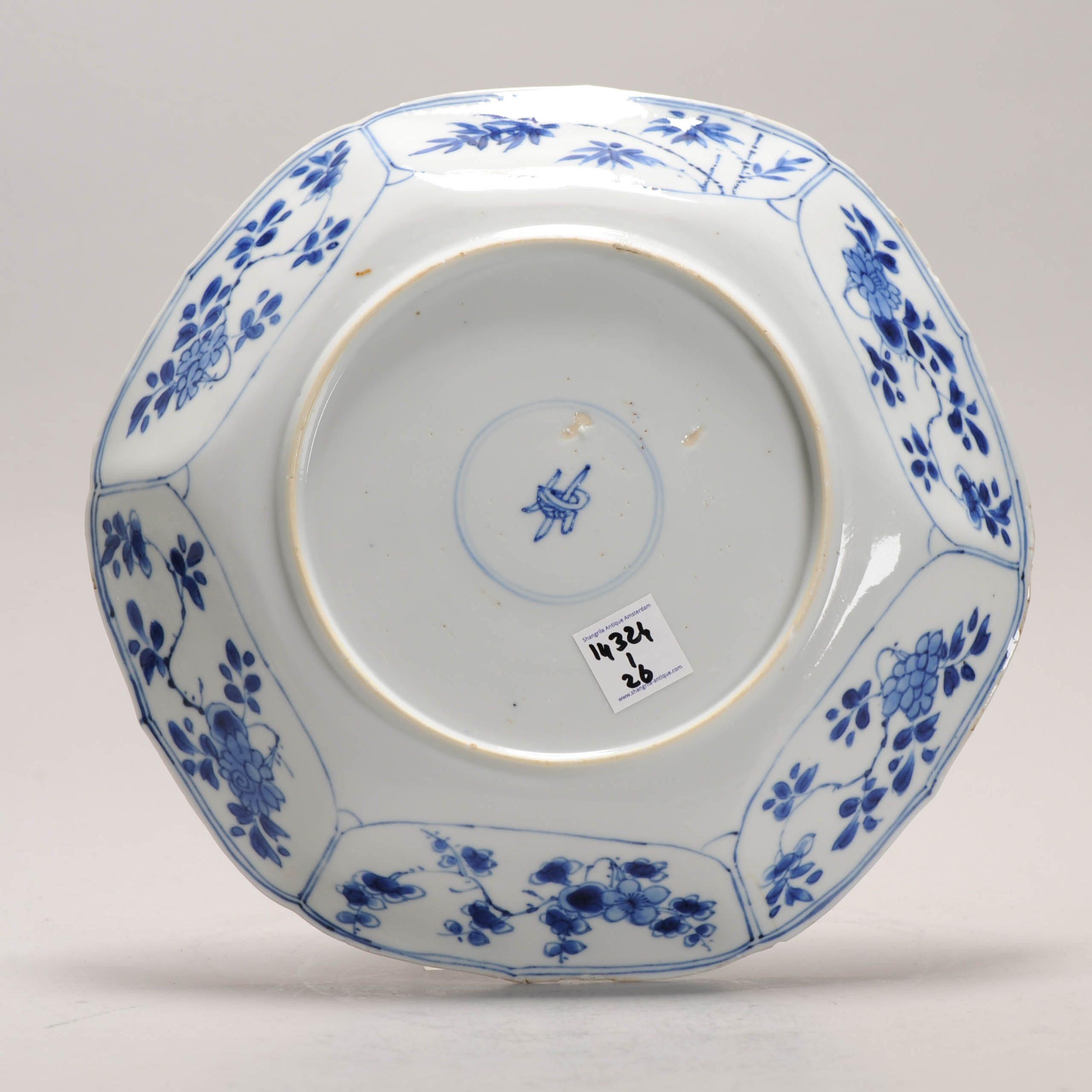 Antike chinesische Kangxi-Porzellanschale aus chinesischem Porzellan mit Weihrauchbrenner Markiert (Chinesisch) im Angebot