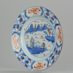 Antique Chinese Kangxi Imari Plate with European Landscape, China, 18th Century