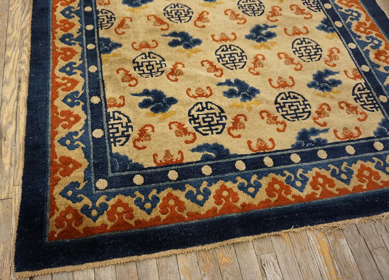 Wool Late 19th Century W. Chinese Kansu Carpet ( 5'2