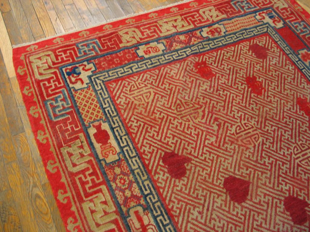 Hand-Knotted Antique Chinese Kansu Rug 5' 6