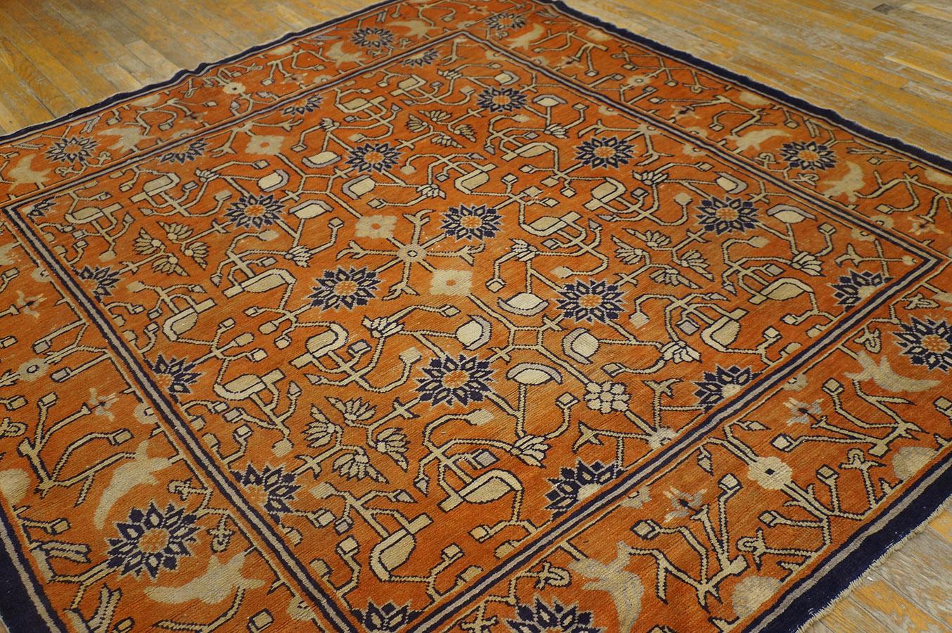 Khotan 19th Century W. Chinese Gansu Carpet ( 6'2