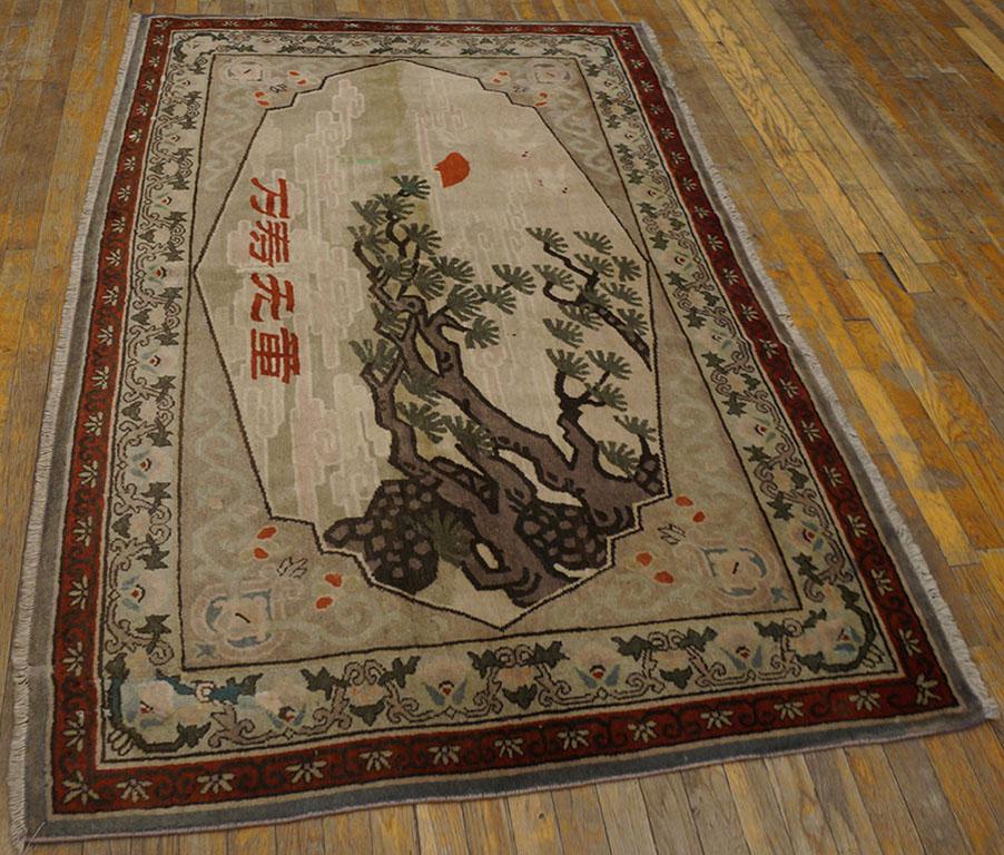 Antique Chinese Khotan rug, size: 4'2