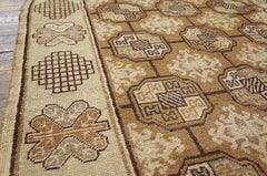 1920s Beige Greometric Antique Chinese Khotan Rug 4'8"x 8'2 Carpet Knotted Wool