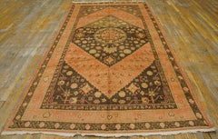 1920s Coral Diamond Antique CentralAsian Khotan Carpet 5'6"x10' Wool Rug Knotted