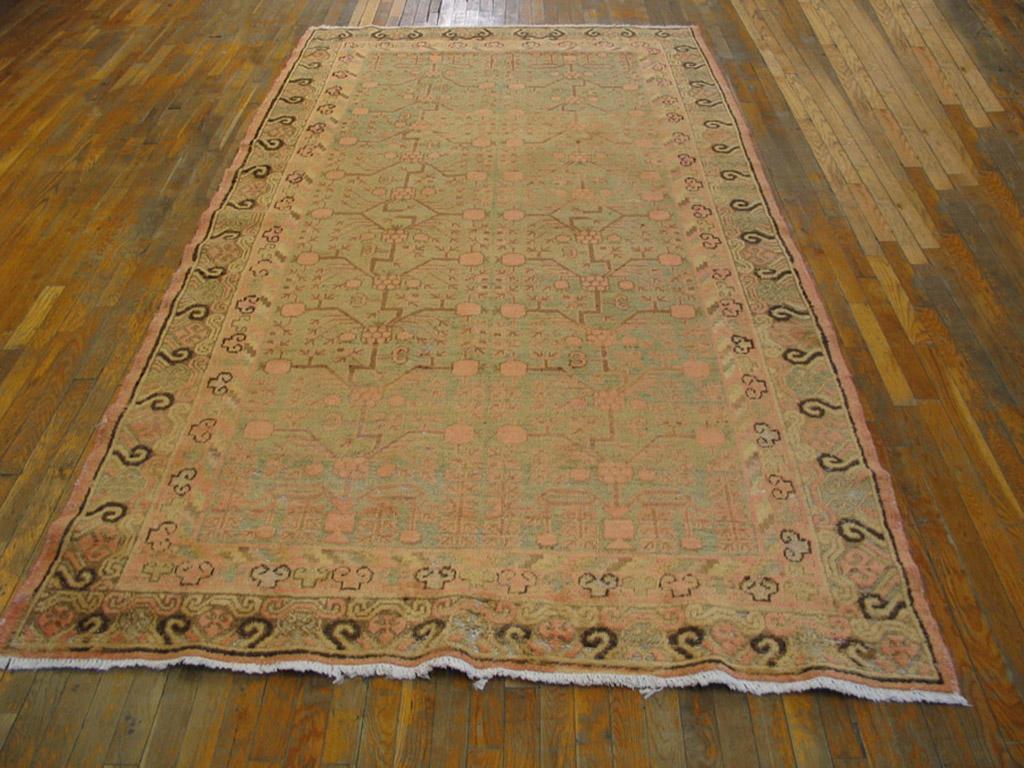 Chinese Early 20th Century Central Asian Khotan Carpet ( 5'8