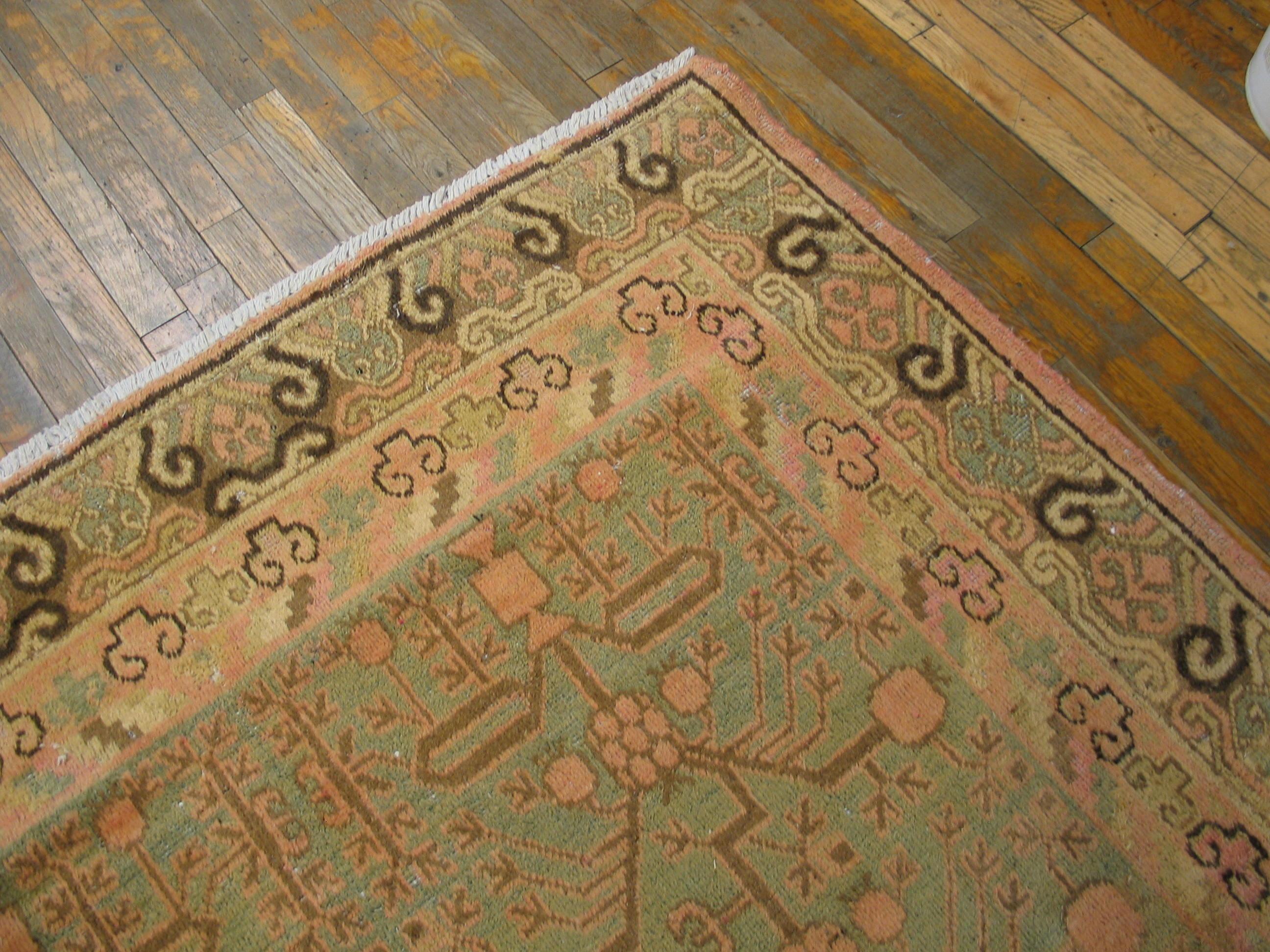 Early 20th Century Central Asian Khotan Carpet ( 5'8