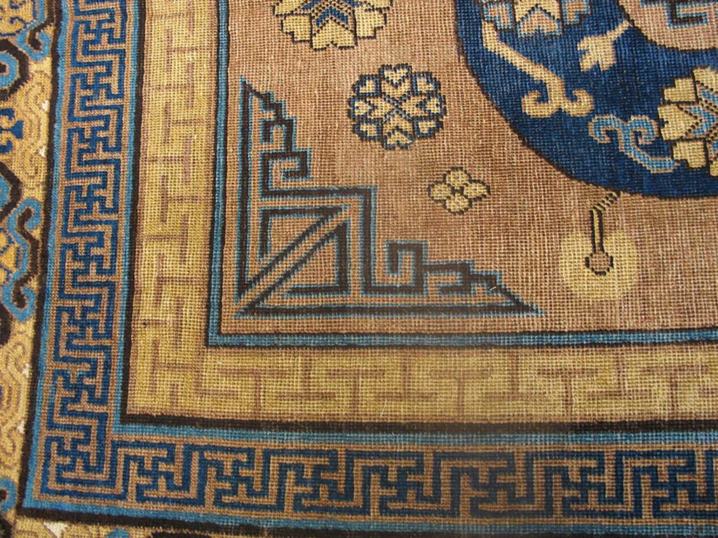 Hand-Knotted 19th Century Central Asian Khotan Carpet ( 6'3