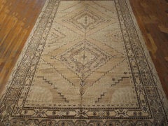 Pretty Ivory Background with Geometric Design Antique Central Asian Khotan Rug