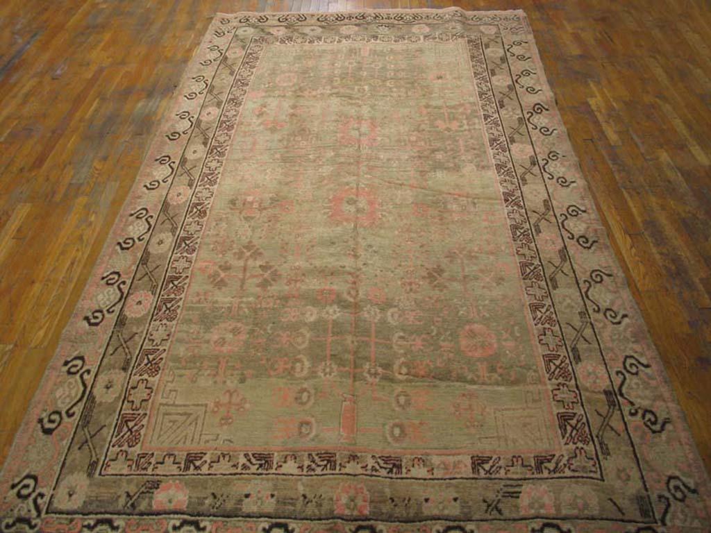 Hand-Knotted Early 20th Century Central Asian Chinese Khotan Carpet ( 6'4