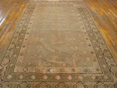 1920s Camel Floral Antique Central Chinese Khotan Carpet 6'6" x 11'10" Wool Rug