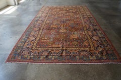 1800s Red Geometric Antique Central Asian Chinese Khotan Carpet 6'6" x 11'6" Rug
