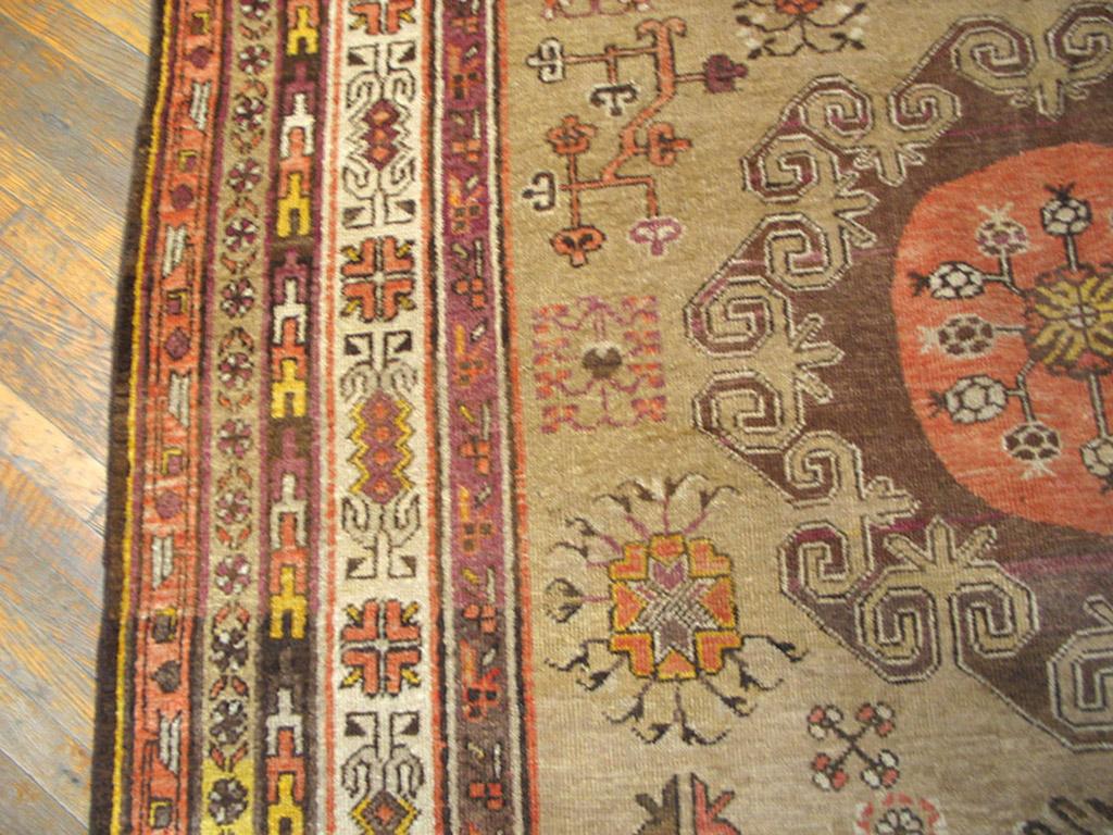 Wool Late 19th Century Central Asian Khotan Carpet ( 6'9