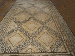 1930's Taupe Brown Tan Antique Central Asian Khotan Carpet 8'6"x17'3" Wool Rug